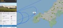 The flightpath of an RAF aircraft flying above Cornwall today (Picture: FlightRadar24.com)